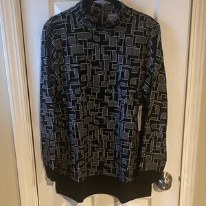 Chico's Black and Gray Geometric Long Sleeve Top